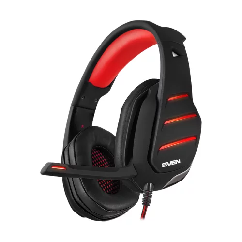 Игровые наушники с микрофоном SVEN AP-U997MV, черный-красный (USB, LED, 7,1) (SV-017507)