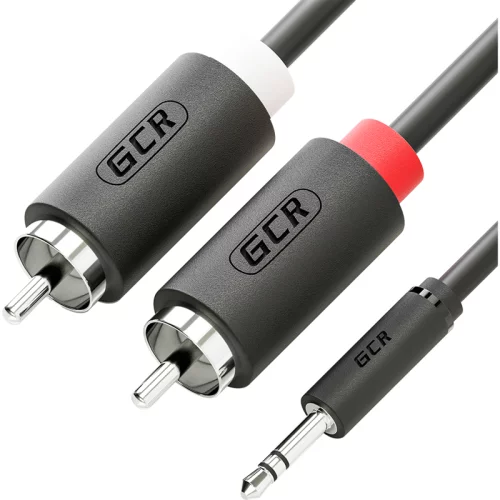 GCR Кабель-переходник аудио 12.5m jack 3,5mm / 2 х RCA , черный, M/M, GCR-51729