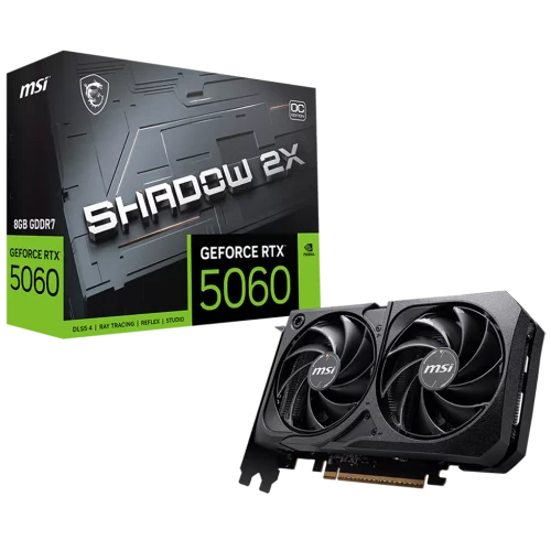 Видеокарта MSI PCI-E 5.0 RTX 5060 8G SHADOW 2X OC NVIDIA GeForce RTX 5060 8Gb 128bit GDDR7 2527/28000 HDMIx1 DPx3 HDCP Ret