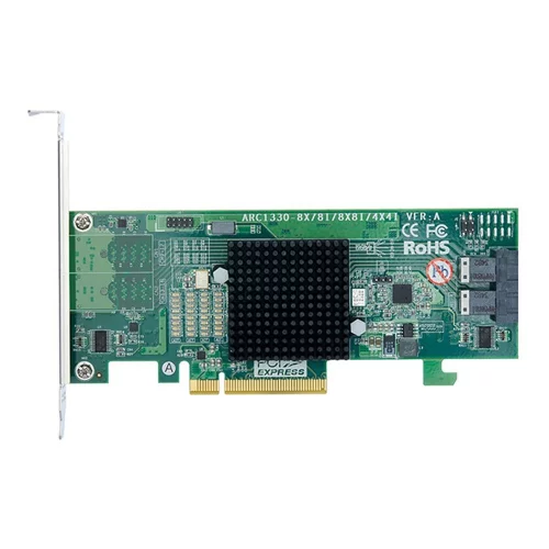 RAID-контроллер Areca ARC-1330-8i PCIe 3.0 x8 Low Profile, SAS/ SATA 12G, HBA, 8port (2*int SFF8643), (аналог LSI00344 9300-8I), RTL {10}