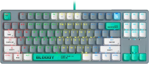 Клавиатура A4Tech Bloody S87 Energy механическая серый/ зеленый USB for gamer LED (S87 USB ENERGY ASH)