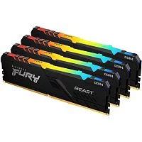 DDR 4 DIMM 128Gb PC25600, 3200Mhz, Kingston FURY Beast Black RGB, CL16 (Kit of 4) (KF432C16BB2AK4/ 128) (retail) (KF432C16BB2AK4/128)