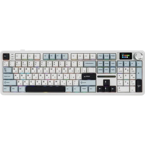 Игровая клавиатура/ Беспроводная механическая клавиатура AULA F108 Pro Бело-голубо-тёмно-пурпурный зеленые Reaper свитчи (Bluetooth, 2.4 Гц) (6978080503930)