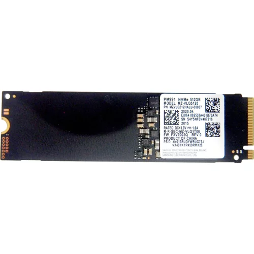 Твердотельный накопитель/ Samsung SSD PM991a, 512GB, M.2(22x80mm), NVMe, PCIe 3.0 x4, R/W 3100/1800MB/s, IOPs 350 000/320 000 (12 мес.) (MZVLQ512HBLU-00B00)