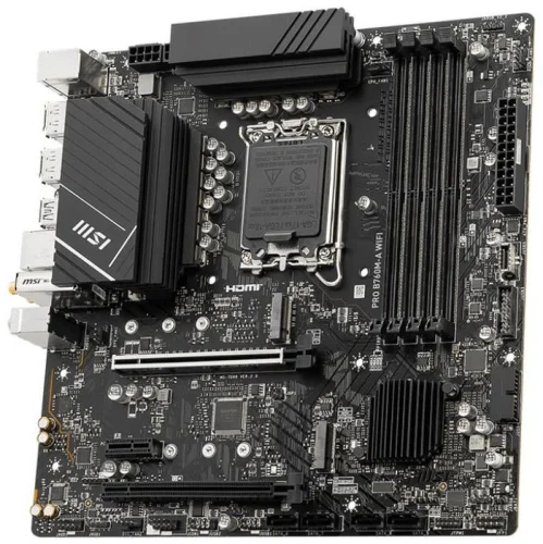 Материнская плата/ MB MSI INTEL B760 s1700, 4xDDR5(256GB), 2xHDMI 2.1/2xDP, 2xPCIe 4.0x16, 1xPCIe 3.0, 1xLAN (2.5GbE), Wi-Fi, BT, 4xSATA 6Gb/s, 2xM.2, 4xUSB 3.2, 2xUSB 2.0, 1xPS/2, mATX (PRO B760M-A WIFI) фото 2