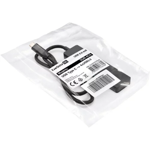 Exegate EX297631RUS USB-Хаб (концентратор) 4-в-1 ExeGate DUB-4C/3 (кабель-адаптер USB Type C --] 4xUSB3.0, Plug&Play, черный) фото 2