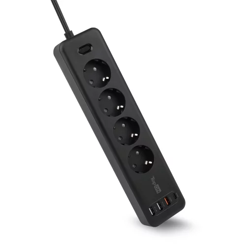 Сетевой фильтр TopON TOP-PWS4 4 розетки, 3 USB, Type-C, PD 20W QC3.0, 4000W, 3м Черный (TOP-PWS4B-3)