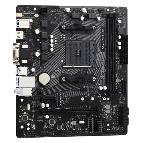 Материнская плата ASRock OEM A520M-HDV, Socket AM4, AMD A520, 2xDDR4-3200, D-SUB+DVI-D+HDMI, 1xPCI-Ex16, 1xPCI-Ex1, 4xSATA3 0/ 1/ 10), 1xM.2, 8 Ch Audio, GLan, (2+4)xUSB2.0, (4+2)xUSB3.2, 1xPS/ 2, mATX, RTL {20} (932267) (A520M-HDV||OEM) фото 2