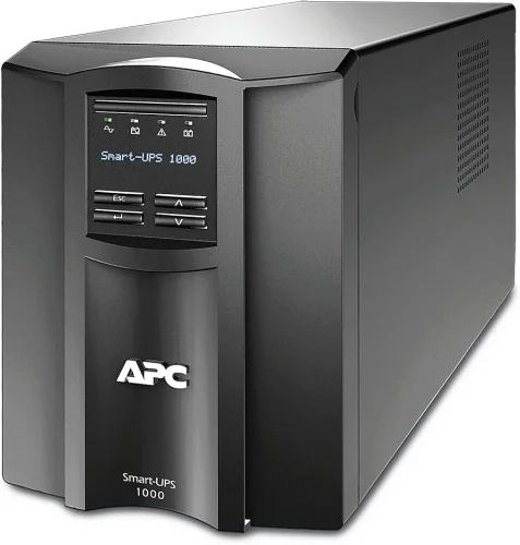Источник бесперебойного питания APC Smart-UPS 1000VA/700W, Line-Interactive, LCD, Out: 220-240V 8xC13 (4-Switched), SmartSlot, USB, SmartConnect, Black (SMT1000IC)