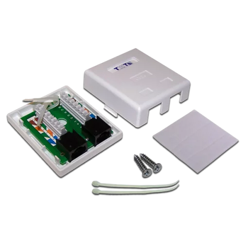 Настенная розетка, 2 порта RJ-45 категории 6, UTP, белая (TWT-SM2-4545/ 6-WH) (TWT-SM2-4545/6-WH)