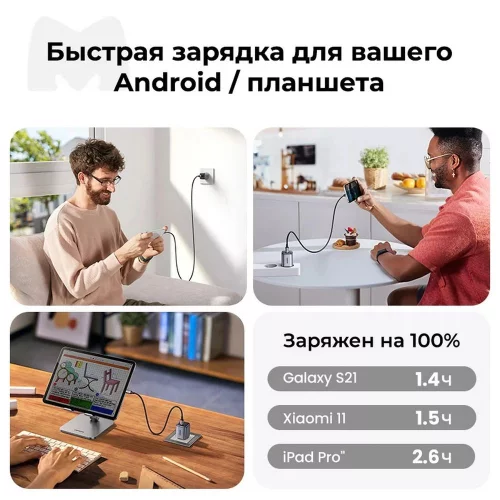 Сетевое зарядное устройство UGREEN CD318 (90664) Nexode Mini 20W USB-C PD GaN Fast Charger EU. Цвет: серый фото 6