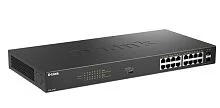 Коммутатор D-Link DGS-1018P DGS-1018P/B1A (L2) 16x1Гбит/с 2SFP 16PoE 240W неуправляемый