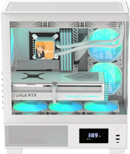 Корпус Formula V Line Crystal E1 White, ATX, TYPE-C*1, USB3.0*2, Switch Display Panel