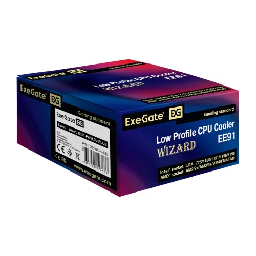 Exegate EX286154RUS Кулер ExeGate Wizard EE91-PWM.Cu.BLUE (Al+Copper, LGA775/ 1150/ 1151/ 1155/ 1156/ 1200/ AM2/ AM2+/ AM3/ AM3+/ AM4/ FM1/ FM2/ 754/ 939/ 940, TDP 80W, Fan 90mm, PWM, 800-2400RPM, Hydro bearing, 4pi фото 6