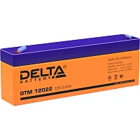 Батарея DELTA серия DTM, DTM 12022, напряжение 12В, емкость 2.2Ач (разряд 20 часов), макс. ток разряда (5 сек.) 34.5А, макс. ток заряда 0.66А, свинцово-кислотная типа AGM, клеммы F1, ДxШxВ 178х35х61мм., вес 1кг., срок службы 6 лет./ Battery DELTA series