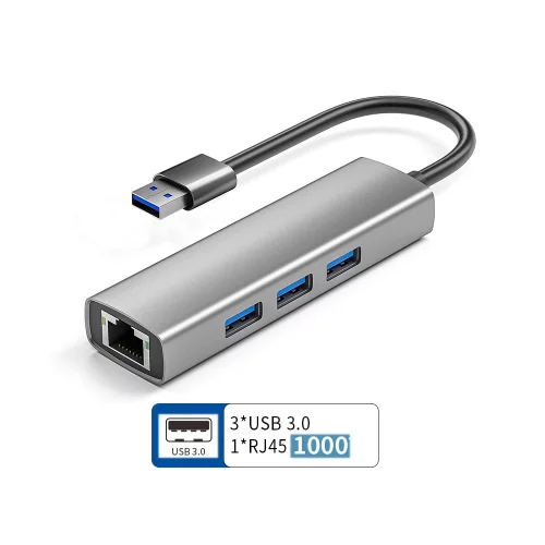 ORIENT JK-340N, разветвитель-сетевая карта USB 3.2 Gen1 (5 Гбит/ c), порты: 3xUSB-A + RJ45 Gigabit Ethernet, RTL8153, 100/ 1000 Мбит/ с, кабель USB Type-A, алюминиевый корпус, серебристый (33308) фото 2
