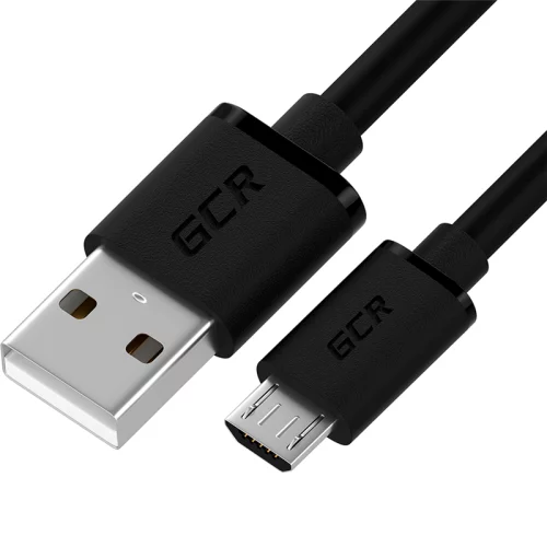 GCR Кабель 0.15m MicroUSB, черный, быстрая зарядка, 28/ 24 AWG, GCR-53610
