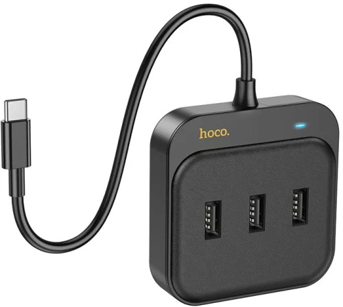 Разветвитель USB-C Hoco HB35 4порт. черный фото 2