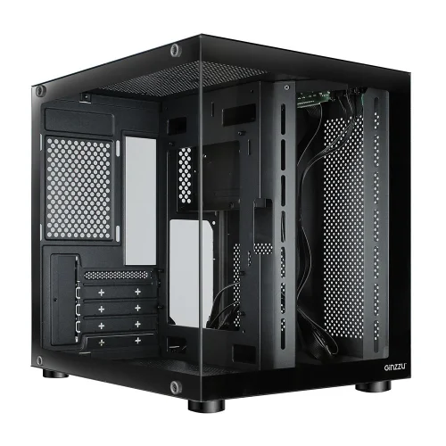 Ginzzu V100 закаленное стекло 1*USB 3.0,1*USB 2.0, AU mATX (V100#NTL)