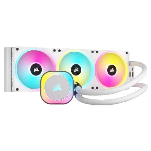 Система жидкостного охлаждения/ Water Cooling System Corsair iCUE LINK H150i RGB (360mm, White, RGB/ Fans: 3x120mm, 63.1CFM, 37dBA, 2400RPM/ Rad thickness 27mm/ S: 1851, 1700, 1200, 115X, AM5, AM4) (CW-9061006-WW)