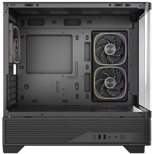 Powercase Корпус Vision Micro M6B, Curved Glass, Type-C, 3x 120mm ARGB PWM Fan, чёрный, mATX (CVMM6B-A3) фото 3