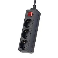 Perfeo Сетевой удлинитель с кнопкой "POWERMATE", PF_A4678 (3,0м, 3 розетки, черный (PF-PM-3/3,0-B))