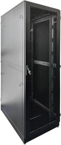 Шкаф телекоммуникационный напольный 42U (600x1000) дверь перфорированная 2 шт., цвет чёрный (ШТК-М-42.6.10-44АА-9005)