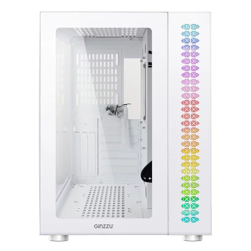 Ginzzu V560 RGB подсветка, закаленное стекло 1*USB 3.0,1*USB 2.0, AU Белый ATX фото 3
