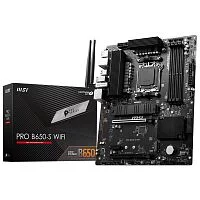 Материнская плата/ MB MSI AMD B650 sAM5, 4xDDR5(256GB), HDMI 2.1/DP, 2xPCIe 4.0x16, 1xPCIe 3.0, 1xLAN (2.5GbE), Wi-Fi, BT, 4xSATA 6Gb/s, 2xM.2, 1xUSB-C, 7xUSB 3.2, ATX (PRO B650-S WIFI)