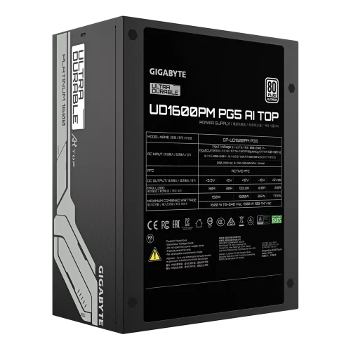 Блок питания Компьютер Gigabyte UD1600PM PG5 AI TOP 1600W, 80Plus, Platinum, Полностью модульный, PCIe Gen 5.0, ATX 3.1 compatible (GP-UD1600PM PG5) фото 4