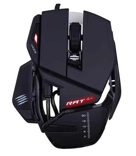 Мышь игровая Mad Catz R.A.T. 4+, MR03MCINBL000-0 (MR03MCINBL000-0) Мышь игровая Mad Catz R.A.T. 4+, PMW3330, 9 кнопок, 7200 dpi, красная подсветка (MR03MCINBL000-0)