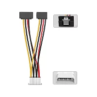 Кабель-переходник питания Vention MOLEX 4pin M / 2 x SATA 15pin F угол 90 - 0.15м (KDCBB)