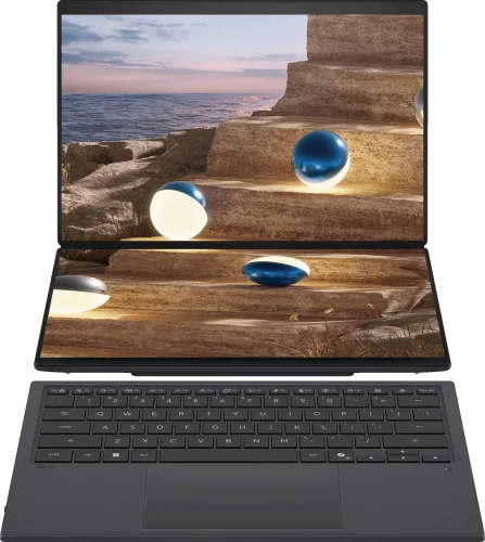 Ноутбук ASUS Zenbook Duo UX8407AA-SN279X Intel Core Ultra 9 386H/ LPDDR5X 32GB 1TB/ Intel Arc Graphics / 14 3K (2880 x 1800) OLED 16:10 TOUCH,WiFi 7+BT 5.4/ WIN11 PRO/ 1.65 kg/ Moher Gray/ Stylus+Sleeve (90NB16V1-M00F80)