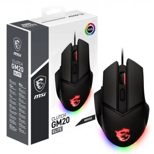 Мышь MSI Clutch GM20 ELITE, Wired, RGB, 6400dpi, USB 2.0, 6but, cable 2 m (S12-0400D00-C54) фото 4
