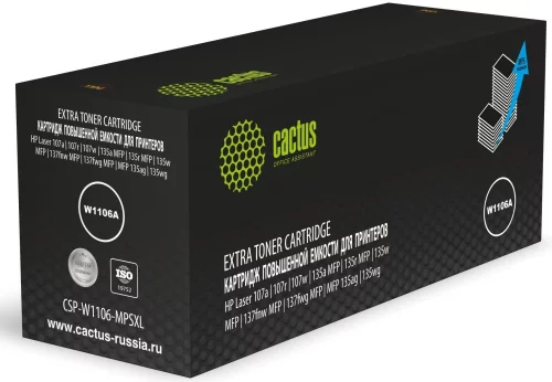 Картридж лазерный Cactus CSP-W1106-MPSXL W1106A черный (10000стр.) для HP Laser 107a/107r/107w/135a MFP/135r MFP/135w MFP/137fnw MFP/137fwg MFP/MFP 135ag/135wg