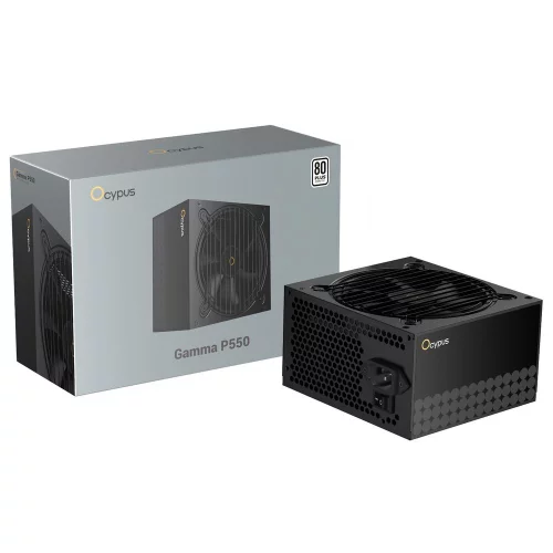 Блок питания 550W Ocypus Gamma P550 BK (ATX, 80+, APFC, 20+4 pin, 120mm fan, PCI-E 6+2Px2, 6xSATA) (Gamma-P550-W1HDBK024X-EU)