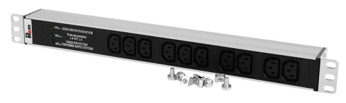 REM Блок розеток Rem-10 без шнура с фил. и инд., 10 IEC 60320 C13, вход IEC 60320 C14, 10A, алюм., 19 (R-10-10C13-FI-440-Z)
