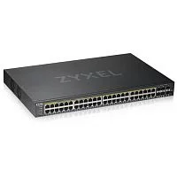 Коммутатор/ ZYXEL GS1920-48HPv2 Hybrid Smart switch PoE+ ZYXEL Nebula Flex, 44xGE PoE+, 4xCombo (SFP/RJ-45 PoE+), 2xSFP, budget PoE 375W, Standalone / cloud management (GS192048HPV2-EU0101F)