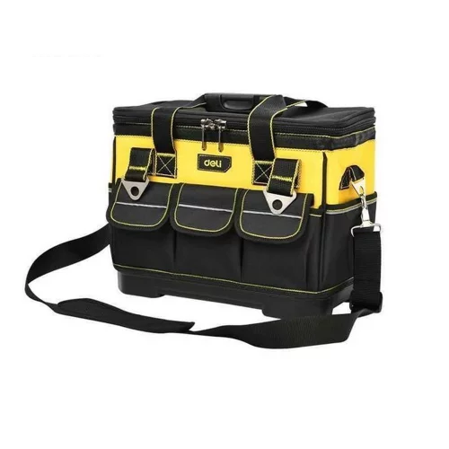Сумка для инструментов каркасная с жестким пластиковым дном Deli DL586112 14 карманов, плечевой ремень, ткань Оксфорд 600D