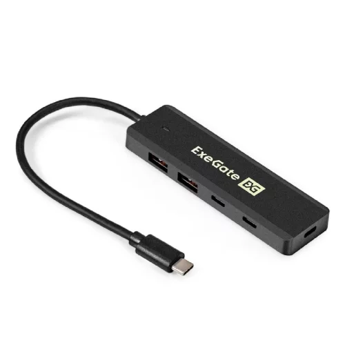Exegate EX298169RUS USB-Хаб (концентратор) 4-в-1 ExeGate DUB-2C2P/10G (кабель-адаптер USB 3.2 Gen2 Type C --] 2xUSB3.2 Gen2 Type-A (10G)/2xUSB3.2 Gen2 Type-C (10G), SuperSpeed+ USB 10Gbps, Plug&Play,