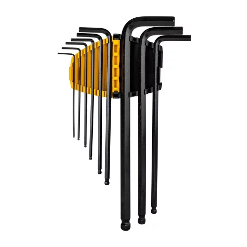 Набор шестигранных ключей с шаром сверхдлинных Deli DL232309H 9 шт размеры 1,5,2,2,5,3,4,5,6,8,10мм, пластиковый держатель