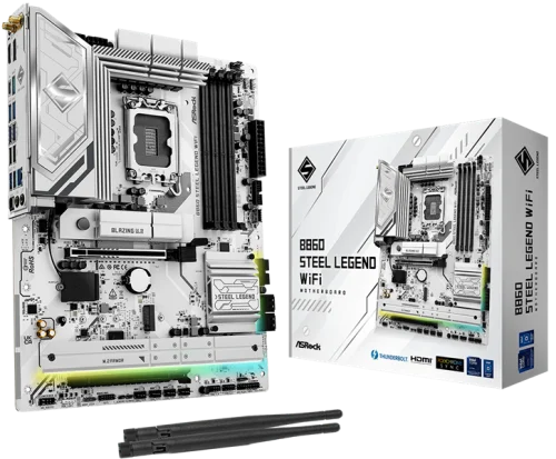 Материнская плата ASROCK B860 STEEL LEGEND WIFI, LGA1851, B860, 4*DDR5, 4*SATA, 4*M.2, 4*USB 3.2, 3*USB 2.0, Type-C, 2*PCIx16, 1*M.2 (Key E), HDMI+DP, ATX