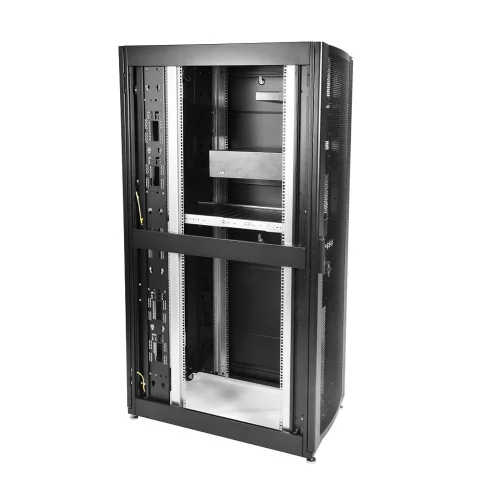 Шкаф серверный ПРОФ напольный 48U (800x1200) дверь перфор., задние двойные перфор., черный, в сборе (ШТК-СП-48.8.12-48АА-9005) фото 2