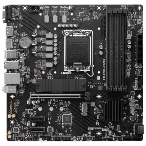 Материнская плата/ MB MSI INTEL B760 s1700, 4xDDR4(128GB), D-SUB/HDMI 1.4/DP, 1xPCIe 4.0x16, 2xPCIe 4.0, 1xLAN, 4xSATA 6Gb/s, 2xM.2, 1xUSB-C, 1xUSB 3.2, 4xUSB 2.0, 2xPS/2, mATX (PRO B760M-P DDR4)