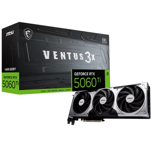 Видеокарта MSI RTX5060Ti VENTUS 3X OC 16GB GDDR7 128bit 3xDP HDMI 3FAN RTL (RTX 5060 TI 16G VENTUS 3X OC)