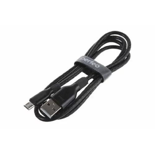 PERFEO Кабель USB A вилка - C вилка, 2.4A, черный, силикон, длина 1 м., ELASTIC (U4718)