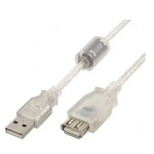 Cablexpert Кабель удлинитель USB2.0 Pro, AM/ AF, 2м, экран, 2 феррит.кольца, прозрачный (CCF-USB2-AMAF-TR-2M)