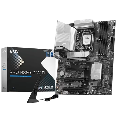 Материнская плата MSI PRO B860-P WIFI B860, LGA1851, 4*DDR5, 4*PCIEx16, 3*M.2, 1*TypeC, 2*USB3.2Gen2, 6*USB3.2Gen1, 8*USB2.0, 4*SATA3.0, 5G, Type-C(DP), DP, HDMI, ATX, RTL