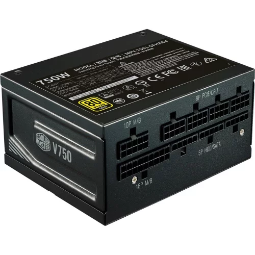 Блок питания 750 Ватт/ Power Supply Cooler Master V750 SFX Gold, 750W, SFX, 92mm, 24pin, 8xSATA, 4xPCI-E(6+2), APFC, 80+ Gold фото 2