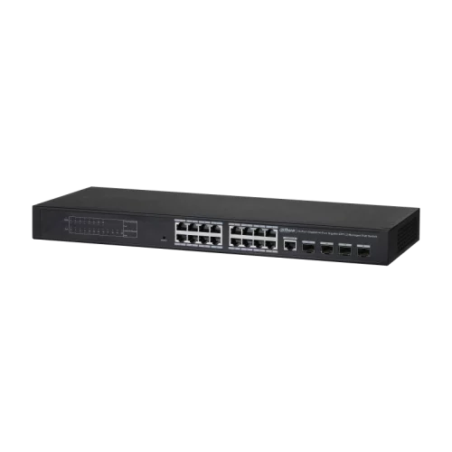 DAHUA DH-PFS4420-16GT-240 20-портовый гигабитный управляемый коммутатор с PoE уровня L2, 16xRJ45 1Gb PoE, 4xSFP 1Gb, суммарно 240Вт, коммутация 40 Гбит/ с, MAC-таблица 8К, металл
